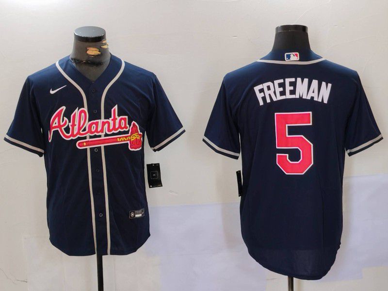 Men Atlanta Braves #5 Freeman Blue Game 2024 Nike MLB Jersey style 1